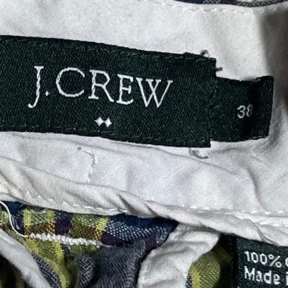 J. Crew Men's‎ Plaid Shorts Size 36 Green Blue Casual Flat Front
